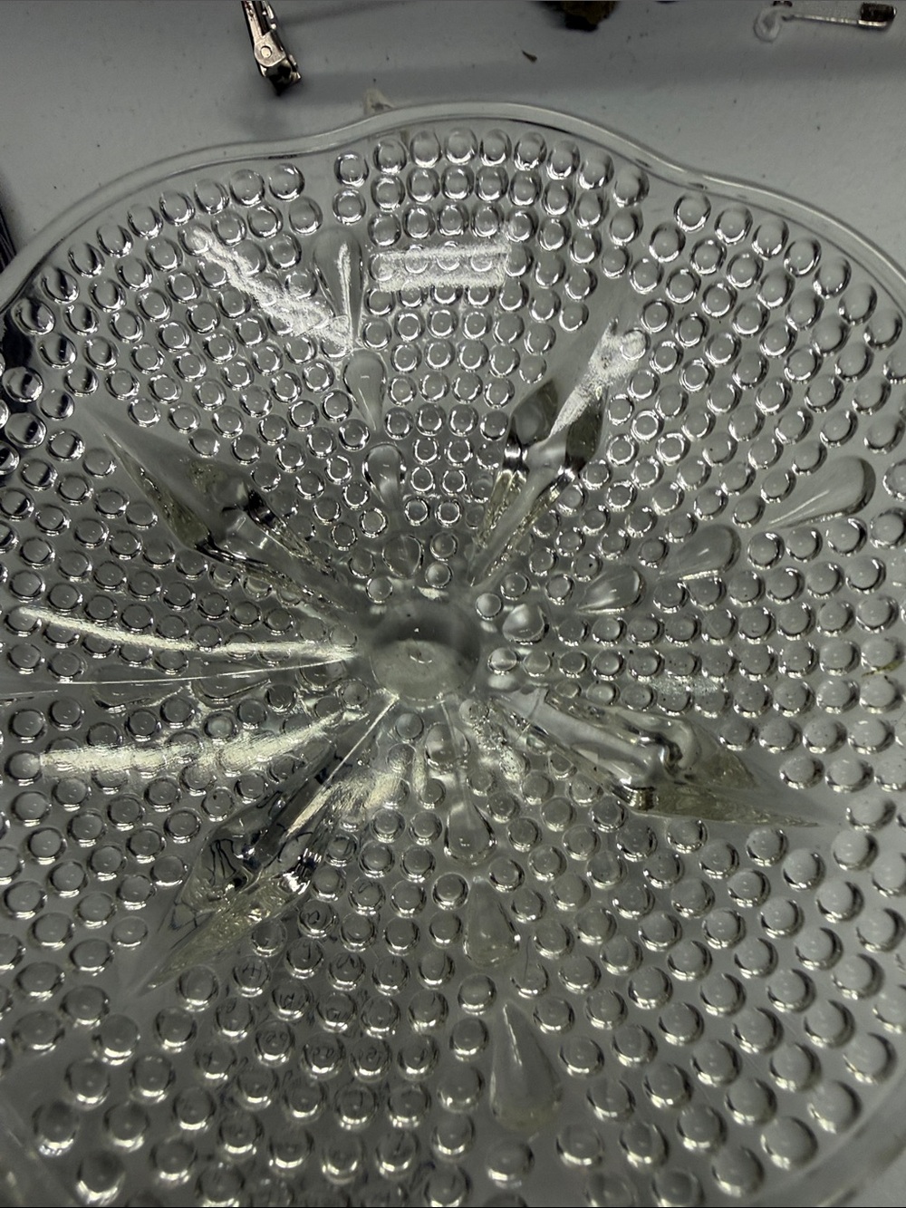 Clear Hazel Atlas Hobnail Beaded 4 foot Teardrop Candy Dish